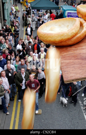 The quirky annual World Black Pudding Throwing Championships, held in September outside the Royal Oak pub, Ramsbottom, England Stock Photo