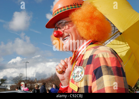 The quirky annual Clown Parade, held during the annual clowns convention held in March at Butlins in Bognor Regis, England Stock Photo