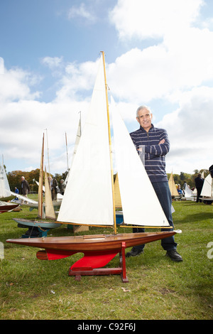 man with model yacht Woodbridge Suffolk Stock Photo