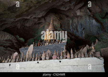 Holy caves of Pak Ou along the river Mekong, Laos Stock Photo