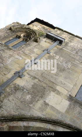 Old lead gutter drain pipe on St Ann's Gate in the Cathedral Close in Salisbury Wiltshire UK Stock Photo