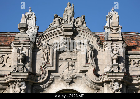 Cuban coat of arms at the facade of the Great Theatre in Havana, Cuba. Stock Photo