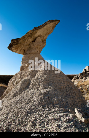 Balancing rock, Badlands National Park, South Dakota. Stock Photo