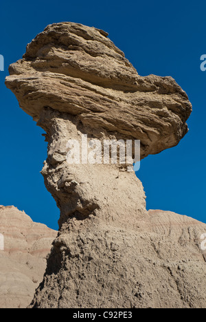 Balancing rock, Badlands National Park, South Dakota. Stock Photo