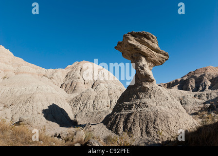 Balancing rock, Badlands National Park, South Dakota. Stock Photo