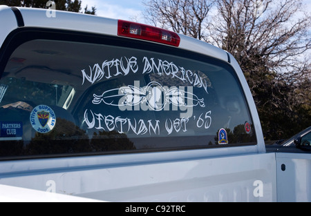 Native American Vietnam War veteran, sticker on car, Grand Canyon NP, Arizona, USA, US, United States of America Stock Photo