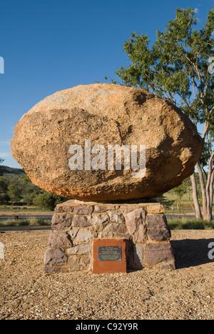 John Flynn founded the Royal Flying Doctor Service the world's first air ambulance and his ashes are marked by a boulder Stock Photo