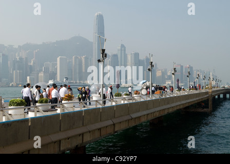The Avenue of Stars is a promenade along Victoria Waterfront which features statues honouring the celebrities of the Hong Kong Stock Photo