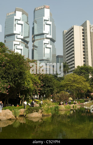 The Hong Kong Park is a public park opened in 1991 noted for its incorporation of modern design with natural landscape. Stock Photo