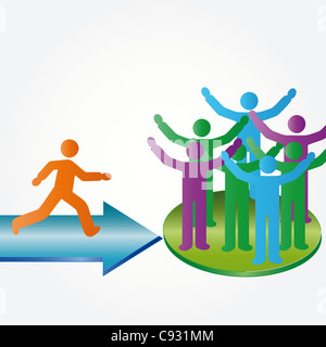 Person join happy people members company group Stock Photo