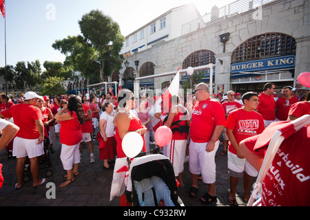 Gibraltar city center during Gibraltar National Day, 10 September 2011. Stock Photo