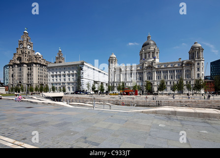 The Pier Head with the Royal Liver Building, Liverpool, England Stock Photo