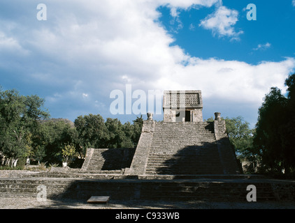 Pre-Columbian Art. Aztec. Pyramid of Santa Cecilia Acatitlan. Main staircase. Mexico . Stock Photo