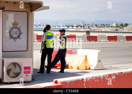 Gibraltar Defence Police at Gibraltar airport. Stock Photo