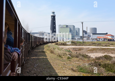 England, Kent, Dungeness. 'Hercules', a mountain-type steam locomotive on the Romney, Hythe & Dymchurch Railway Stock Photo