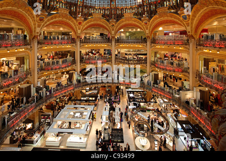 The round atrium in the famous Galeries Lafayette Department Store in Paris, France Stock Photo