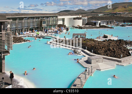 The blue lagoon geothermal spa in southwest Iceland is the islands most unique and popular attraction. Stock Photo