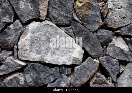 Close up shot of a dry stone wall Stock Photo