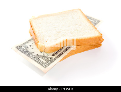 Inflation. That you can place in a sandwich - your money. Stock Photo