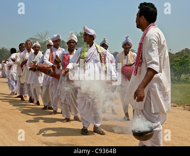 A Hindu religious procession to celebrate the opening of a new Shiva Temple at Raha, Nagoan. Stock Photo