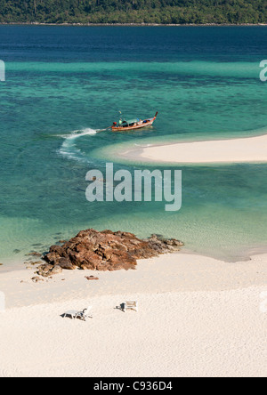 The famous white strip of sand on Ko Lipe,Thailand Stock Photo