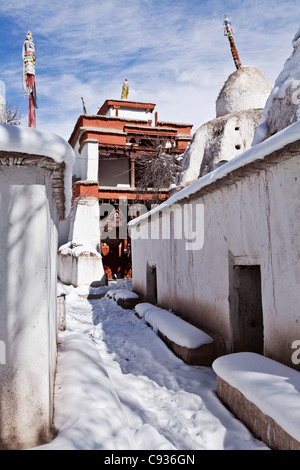 India, Ladakh, Alchi. The Sumtsek, Alchi's most impressive temple. Stock Photo