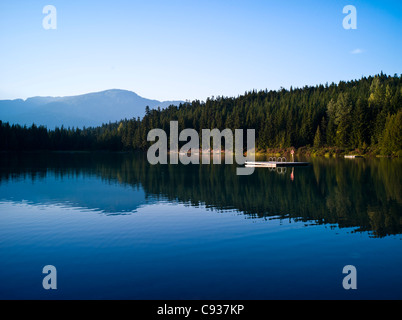 lost lake near whistler blackcomb in summer with mountains in the background Stock Photo
