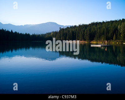 lost lake near whistler blackcomb in summer with mountains in the background Stock Photo