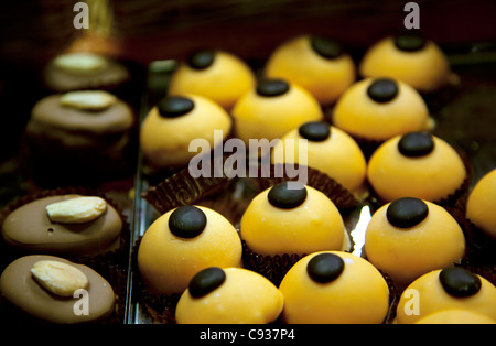 Venice, Veneto, Italy; Delicacies on display in a shop window Stock Photo