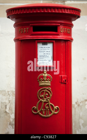 Malta, Europe; A post box dating back to the British rule with the emblem of the Royal Crown Stock Photo