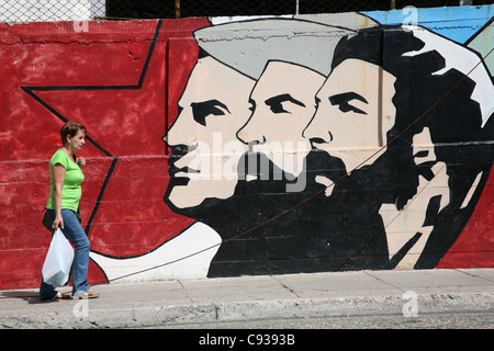 Street graffiti with emblem of the Young Communist League in Havana, Cuba. Stock Photo