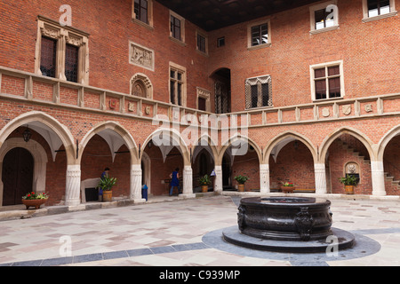 Poland, Cracow. The Gothic cloister at the Collegium Maius. Stock Photo