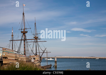 Mayflower Replica Sailing Ship, Plymouth, MA Stock Photo