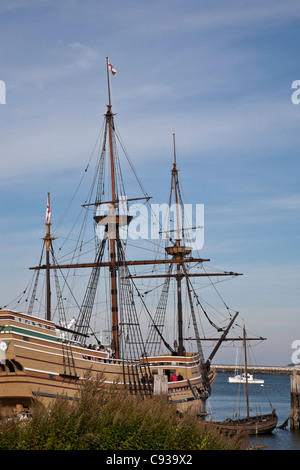 Mayflower Replica Sailing Ship, Plymouth, MA Stock Photo