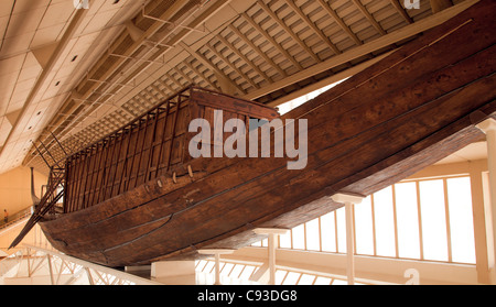 Solar Boat in the Museum next to the Great Pyramid in Giza Stock Photo
