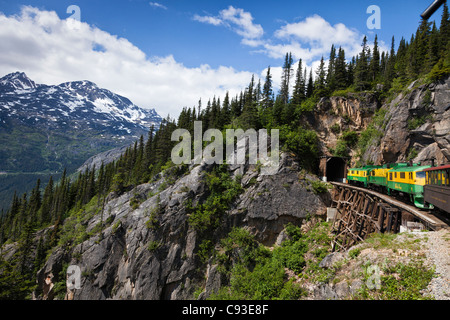 White Pass and Yukon Railroad en route from Skagway Alaska to Fraser,British Columbia in Canada Stock Photo