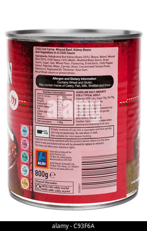 Product label displaying Specially produced for Aldi stores Stock Photo