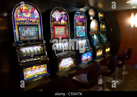 Slot machines in casino' on board of ferry boat ship Stock Photo