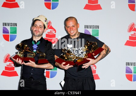 Calle 13 in the press room for 12th Annual Latin GRAMMY Awards - PRESS ROOM, Mandalay Bay Events Center, Las Vegas, NV November 10, 2011. Photo By: Elizabeth Goodenough/Everett Collection Stock Photo