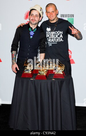Calle 13 in the press room for 12th Annual Latin GRAMMY Awards - PRESS ROOM, Mandalay Bay Events Center, Las Vegas, NV November 10, 2011. Photo By: Elizabeth Goodenough/Everett Collection Stock Photo