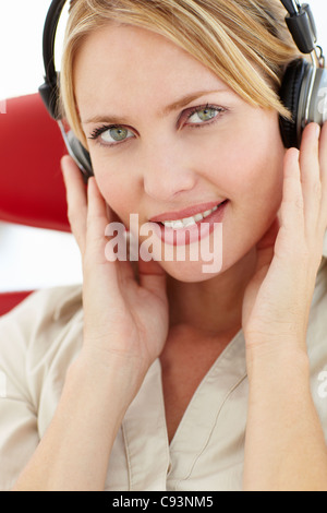 Woman with headphones Stock Photo