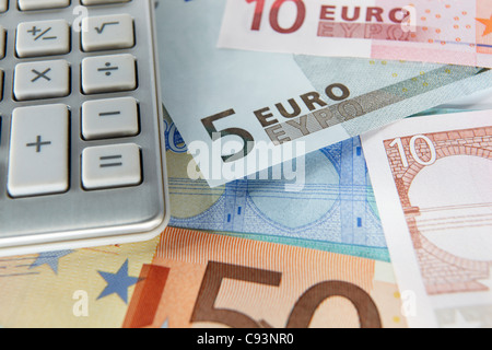 Detail euro notes and calculator Stock Photo