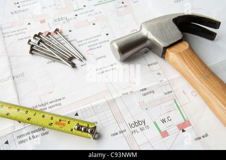 Close up house plans Stock Photo
