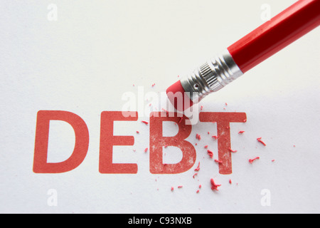 Wiping out debt Stock Photo