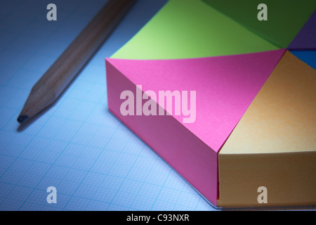 3D pie-chart and pencil Stock Photo