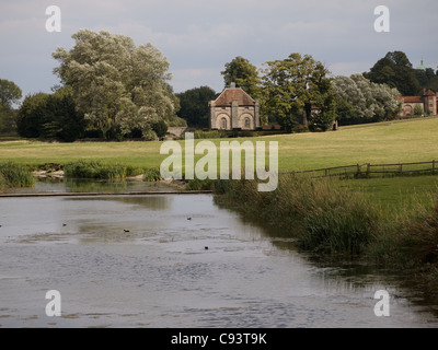 West Wycombe Park grounds has swans and lots of other wildlife Stock Photo