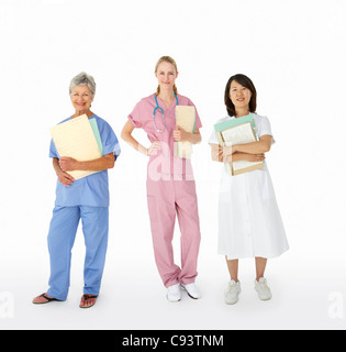 Mixed group of female medical professionals Stock Photo