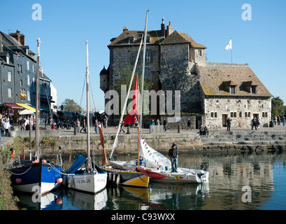 Old Lieutenancy at the old port of charming Honfleur, artist and fishing town in the Calvados dept. of Normandy, France Stock Photo