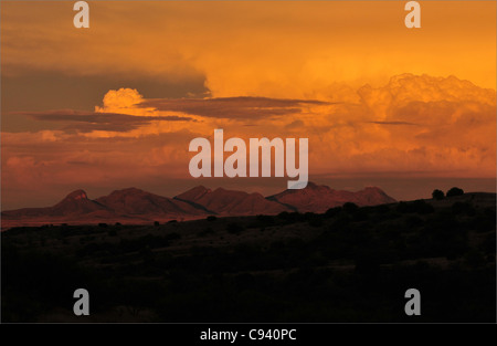 A monsoon sky seen from the foothills of the Santa Rita Mountains, Coronado National Forest, Sonoran Desert, Arizona, USA. Stock Photo