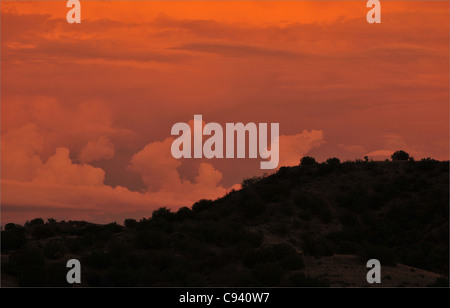 A monsoon sky seen from the foothills of the Santa Rita Mountains, Coronado National Forest, Sonoran Desert, Arizona, USA. Stock Photo